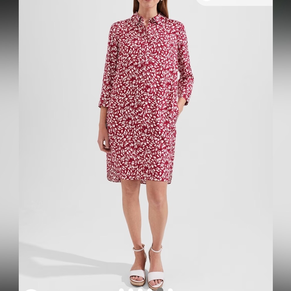 Hobbs London-NWT size 14 “Marciella” cranberry 100% viscose shirt dress. NEW! - Picture 15 of 16